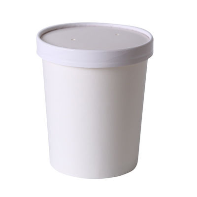 Tasses blanches jetables de soupe à papier d'emballage avec le couvercle pour le traiteur