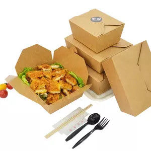 Boîte pliée qui respecte l'environnement à nourriture de papier d'emballage pour les aliments de préparation rapide, salade, fruit