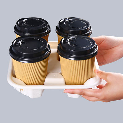 Tasse de café empilable de papier de bagasse de 4 tasses Tray Cup Holder