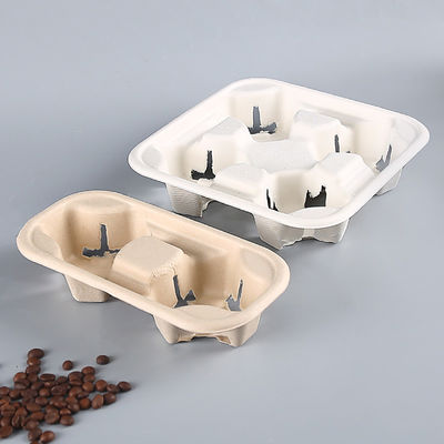 Tasse de café empilable de papier de bagasse de 4 tasses Tray Cup Holder