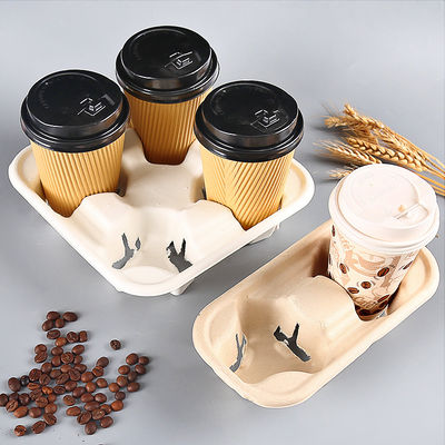 Tasse de café empilable de papier de bagasse de 4 tasses Tray Cup Holder