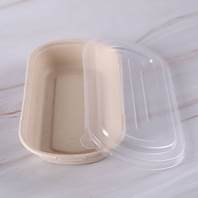 Conteneurs de nourriture ovales de pulpe de bagasse de TUV 500ml avec la couverture de couvercle d'ANIMAL FAMILIER