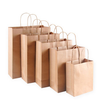 Le cadeau de papier recyclable de poignée de corde d'épicerie met en sac le fond carré