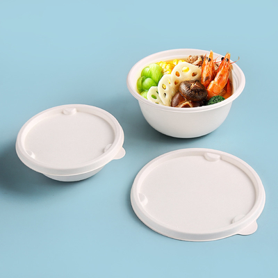 Saladier blanc biodégradable de bagasse de couleur avec le couvercle