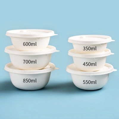 Saladier blanc biodégradable de bagasse de couleur avec le couvercle
