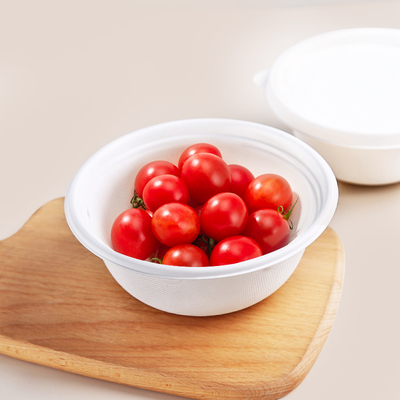 Saladier blanc biodégradable de bagasse de couleur avec le couvercle